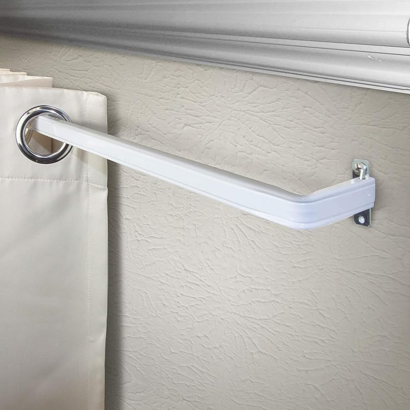 Blu-Pier Tech Heavy Duty Single Rod,Lock Seam Curtain Rod 28 to 48-Inch Adjustable Width, 2 1/2-Inch Projection，Hardware Included,White(Pack of 2) - Image 3